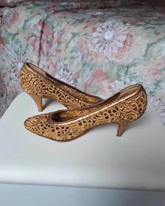 scarpe donna artigianali oro vintage