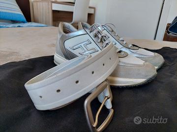 Scarpe Hogan Tod's bianche estive e cintura bianca