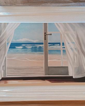 grande quadro in legno con finestra sul mare