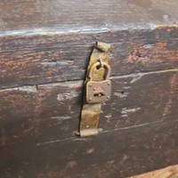 Antico baule scrigno forziere da viaggio 1900