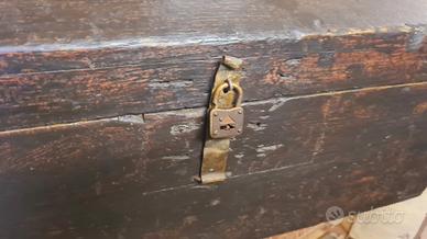 Antico baule scrigno forziere da viaggio 1900