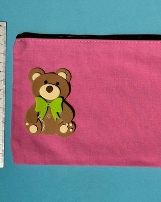 Scuola astuccio orso peluche rosa