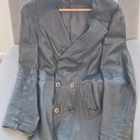 Giacca trench uomo in vera pelle nera