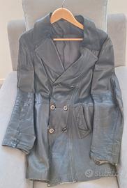 Giacca trench uomo in vera pelle nera