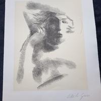 Emilio Greco Litografia originale "Volto", firmata