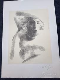 Emilio Greco Litografia originale "Volto", firmata