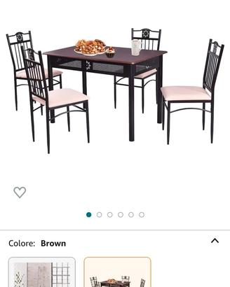 RELAX4LIFE Set Tavolo e 4 Sedie  Cucina  soggiorno