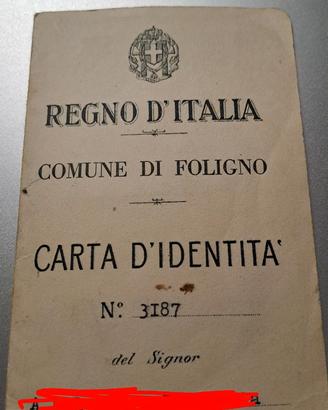 carta d'identità del Regno d'Italia (1937, Anno XV
