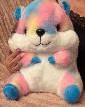 Peluche criceto arcobaleno alto 34 cm
