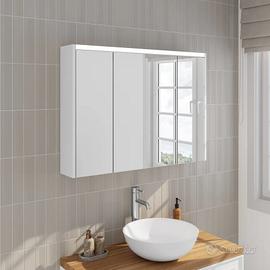 Specchio contenitore bagno con LED e 3 ante