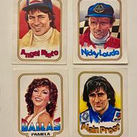 4 figurine Panini 80s Lauda, Nieto, Prost, Pamela
