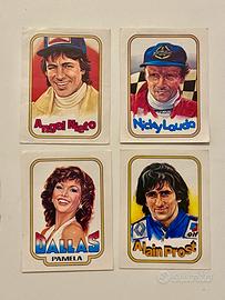 4 figurine Panini 80s Lauda, Nieto, Prost, Pamela