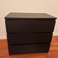 Cassettiera Malm Ikea marrone/nero wenghè