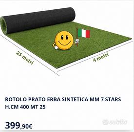 rotolo erba sintetica 25x4 Mt  