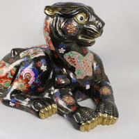 Pantera in ceramica smaltata