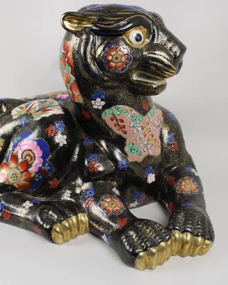 Pantera in ceramica smaltata