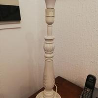 Base lampada in legno bianco decapato shabby chic