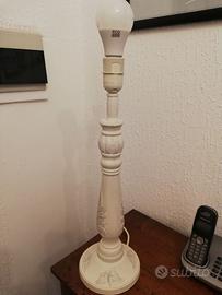 Base lampada in legno bianco decapato shabby chic