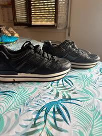 scarpe Hogan H222 in pelle e tessuto nero 