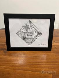 Quadro disegno a matita  pezzo unico 15x20 cm