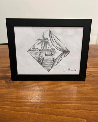 Quadro disegno a matita  pezzo unico 15x20 cm
