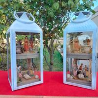 lanterna con presepe artigianale a LED batteria 