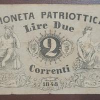 CARTAMONETA RISORGIMENTO ITALIANO DA 2 LIRE 1848