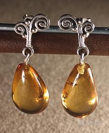 Orecchini in ambra messicana del Chiapas 