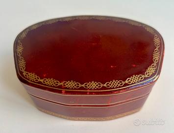 Portagioie vintage in pelle rossa Made in Italy