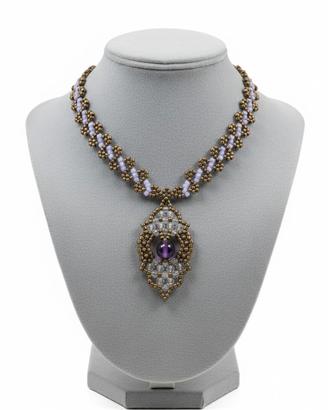 Collana Retrò bronzo Pendente Swarovski e Agata