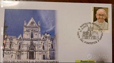 Folder Francobolli filatelico Papa Al Duomo Napoli