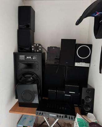 casse,amplificatore,mixer e tastiera dj