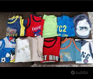 10 canotte 3 magliette cappellino età 3/4/5 anni