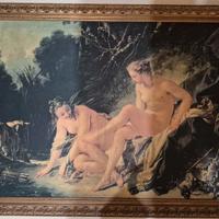 Arazzo incorniciato Diana al bagno