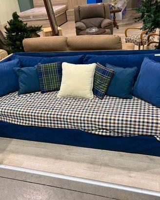 Divano 3 posti stile country blu