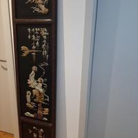 antico pannello paravento cinese decorato