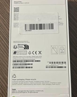 Iphone 17 Pro 256GB Blu Profondo