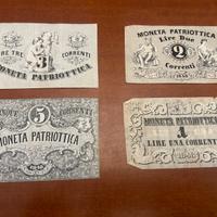 Lotto 4 banconote patriottiche  Lire Italia 1848