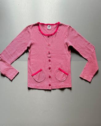 Petit Bateau Bambina Cardigan a righe rosse e rosa