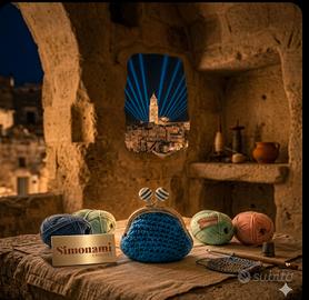 Portamonete Uncinetto " Notte A Matera"