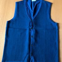 Gilet uomo col blu , vintage merino 100% extrafine