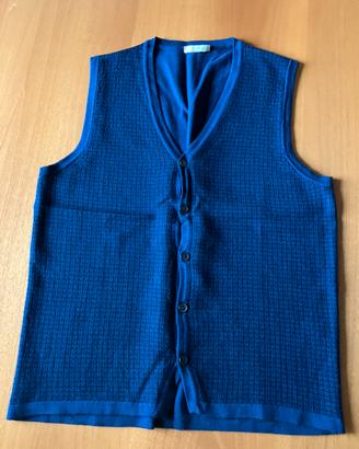 Gilet uomo col blu , vintage merino 100% extrafine