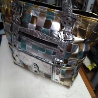 borsa intrecciata laminata 