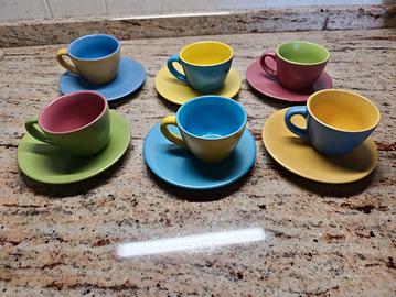 n.6 tazzine da caffèin ceramica colorate mai usate