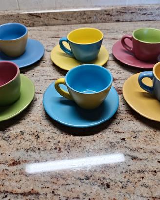 n.6 tazzine da caffèin ceramica colorate mai usate