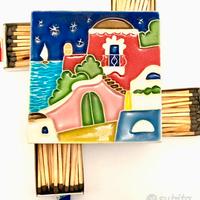 Scatola porta fiammiferi in ceramica smaltata