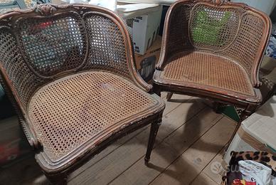 2 poltroncine antiche  foderate in paglia di Vienn