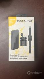 Techlife Kit 3in1 smartwatch cuffie powerbank