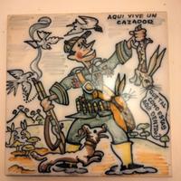 Piastrella Ceramica Decorata Caccia Da Appendere