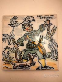 Piastrella Ceramica Decorata Caccia Da Appendere